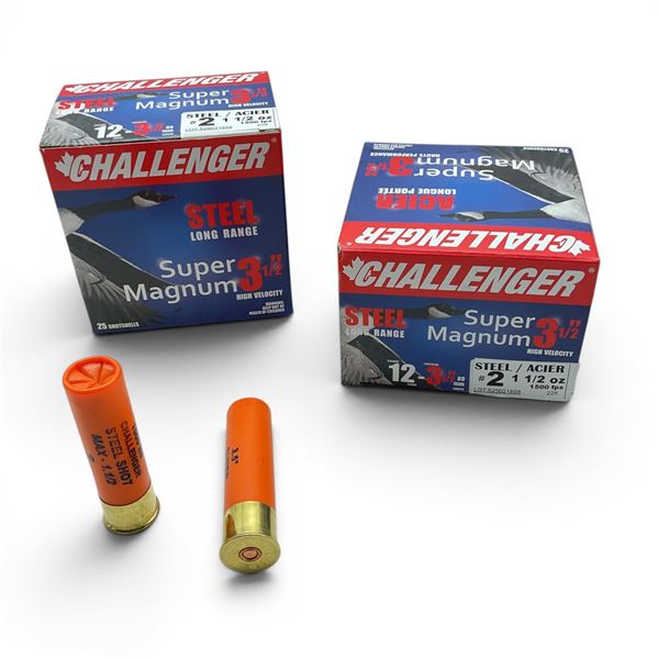 Challenger Super Magnum 12 Gauge 3.5" #2 Shot Ammunition, 50 Rounds