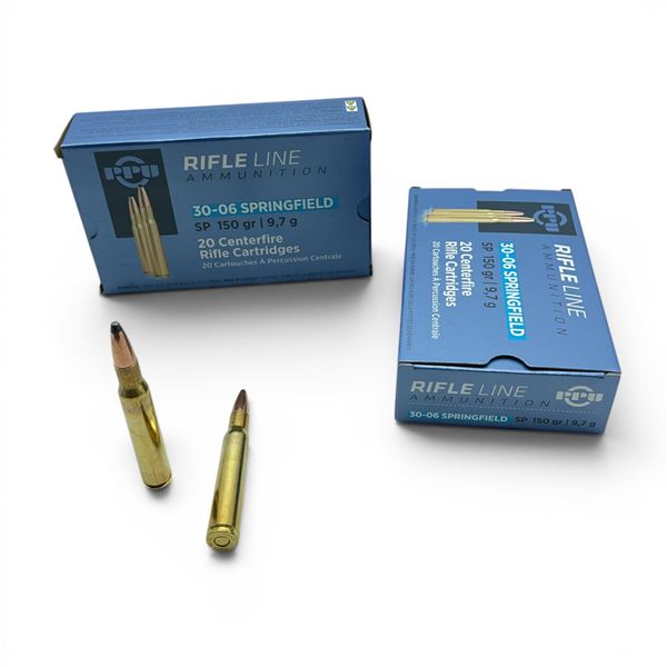 PPU Rifle Line 30-06 Springfield 150 Grain SP Ammunition, 40 Rounds