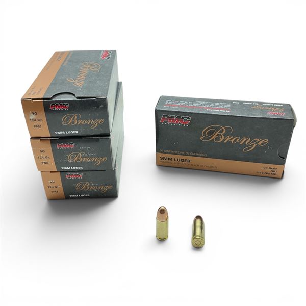 PMC Bronze 9mm Luger 124 Grain FMJ Ammunition, 200 Rounds
