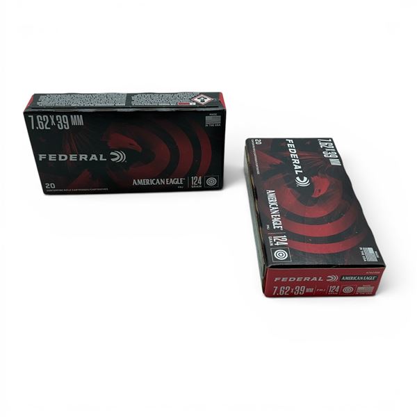 Federal American Eagle 7.62 X 39mm 124 Grain FMJ Ammunition, 40 Rounds