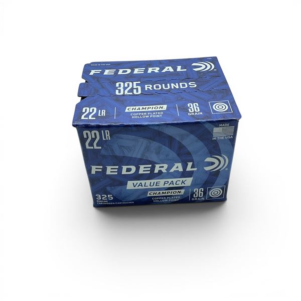 Federal Champion 22 LR 36 Grain CPHP Ammunition, 325 Rounds