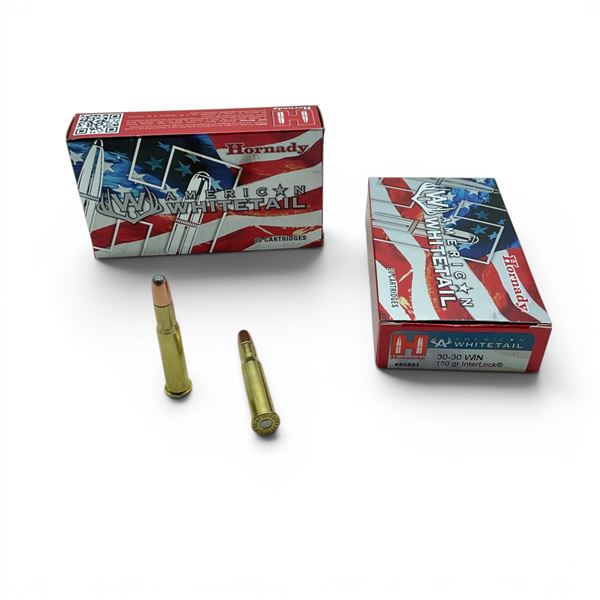 Hornady American Whitetail 30-30 Win 150 Grain InterLock Ammunition, 40 Rounds