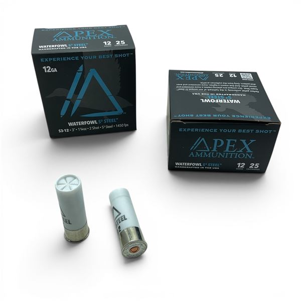 Apex Waterfowl S3 Steel 12 Gauge 3" #2 Shot Ammunition, 50 Rounds