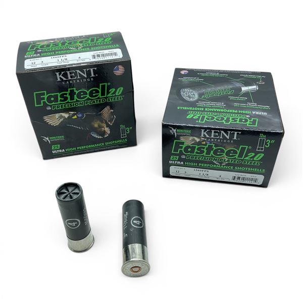 Kent Fasteel 2.0 12 Gauge 3" #4 Shot Ammunition, 50 Rounds