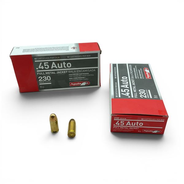 Aguila 45 Auto 230 Grain FMJ Ammunition, 100 Rounds