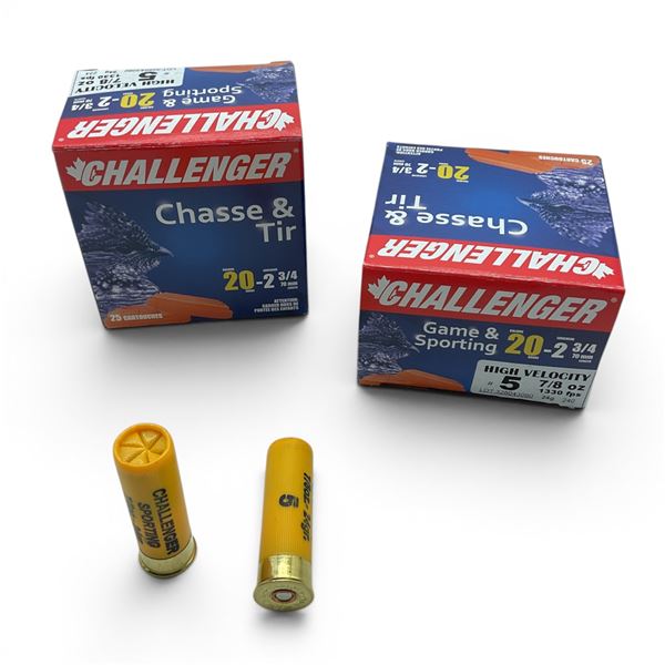 Challengers Game & Sporting 20 Gauge 2 3/4" #5 Shot Ammunition, 50 Rounds