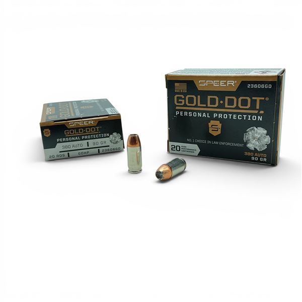 Speer Gold Dot 380 Auto 90 Grain GDHP Ammunition, 40 Rounds