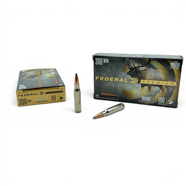 Federal Premium 308 Win 180 Grain Nosler Partition Ammunition, 40 Rounds