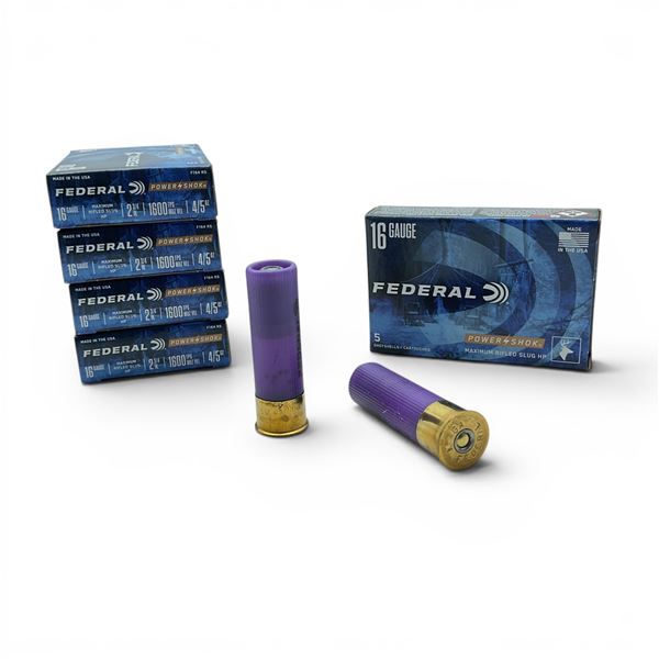 Federal Power Shok 16 Gauge 2 3/4" Maximum Rifled Slug HP Ammunition, 25 Rounds