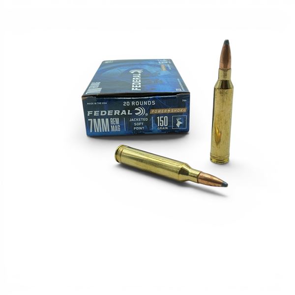 Federal Power Shok 7mm Rem Mag 150 Grain JSP Ammunition, 20 Rounds