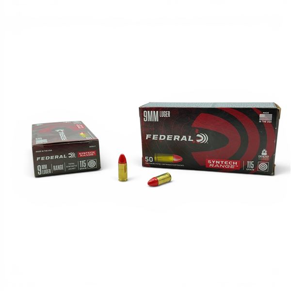 Federal 9mm Luger 115 Grain Range TSJ Ammunition, 100 Rounds