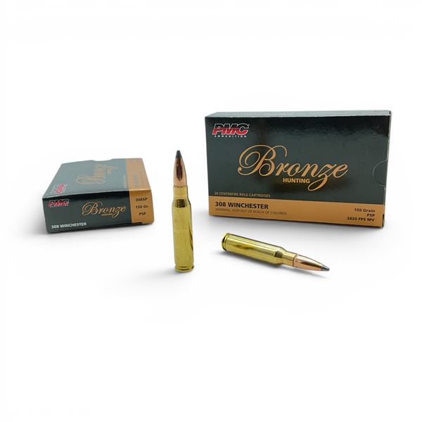 PMC Bronze 308 Winchester 150 Grain PSP Ammunition, 40 Rounds