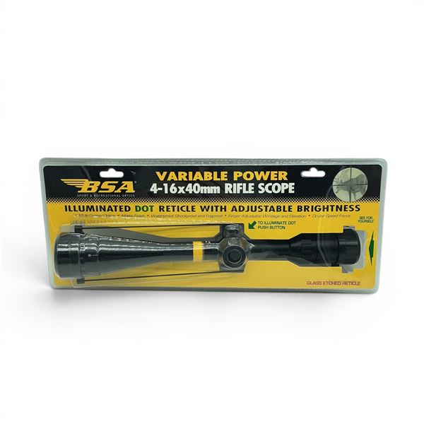 BSA 4 - 16X 40mm Variable Power Illuminated Rifle Scope With Dot Reticle