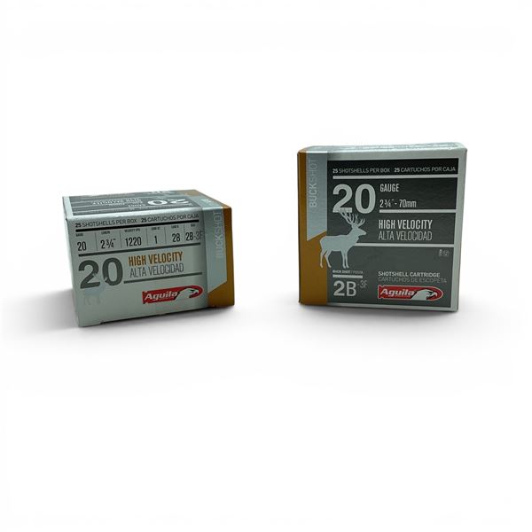 Aguila High Velocity 20 Gauge 2 3/4" #2B-3F Buckshot Ammunition, 50 Rounds