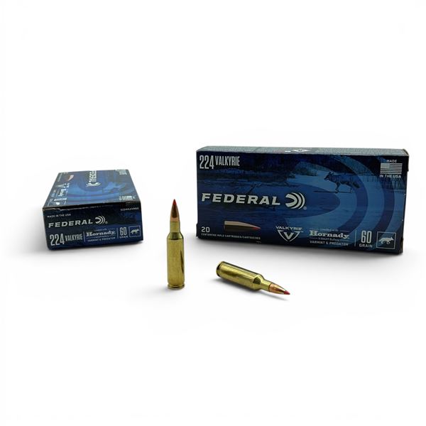 Federal 224 Valkyrie 60 Grain Hornady V-Max Ammunition, 40 Rounds