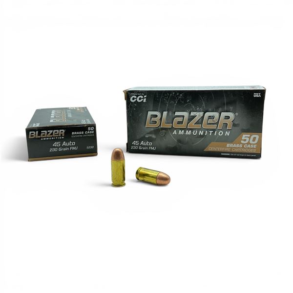 CCI Blazer 45 Auto 230 Grain FMJ Ammunition, 100 Rounds
