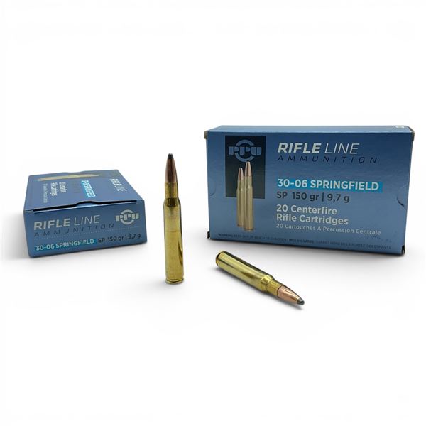 PPU Rifleline 30-06 Springfield 150 Grain SP Ammunition, 40 Rounds