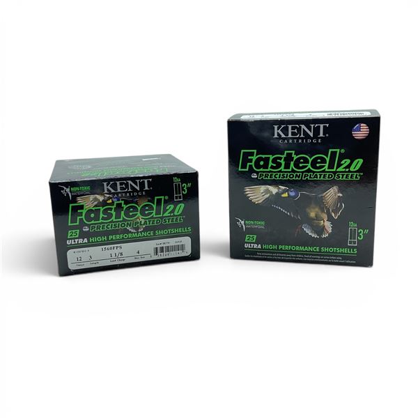 Kent Fasteel 2.0 12 Gauge 3" #4 Shot Ammunition, 50 Rounds