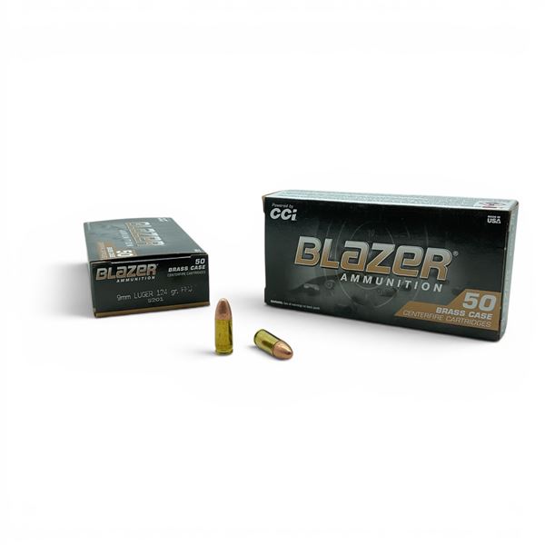 CCI Blazer 9mm Luger 124 Grain FMJ Ammunition, 100 Rounds