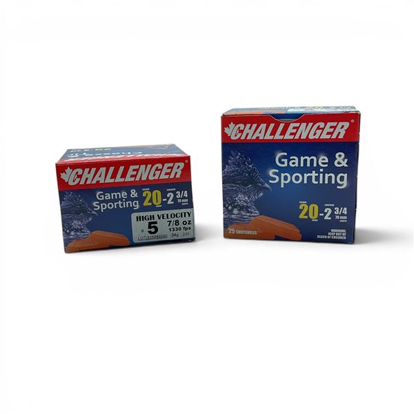 Challenger Game & Sporting 20 Gauge 2 3/4" #5 Shot Ammunition, 50 Rounds