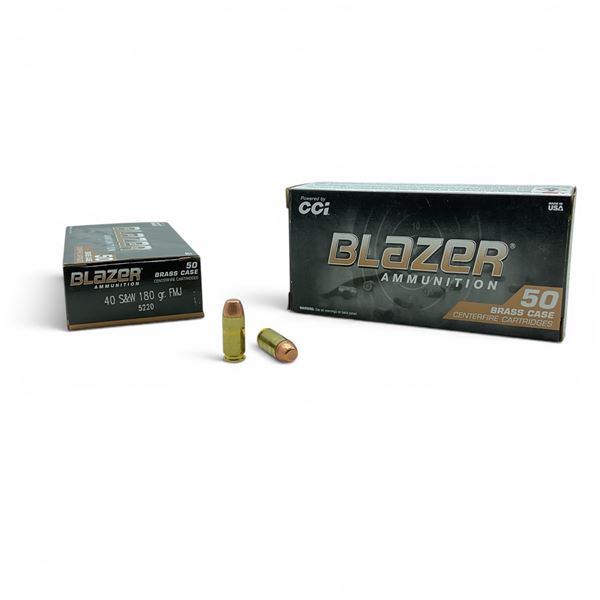 CCI Blazer 40 S&W 180 Grain FMJ Ammunition, 100 Rounds