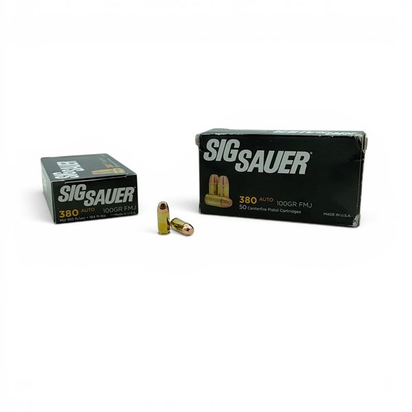 Sig Sauer 380 Auto 100 Grain FMJ Ammunition, 100 Rounds
