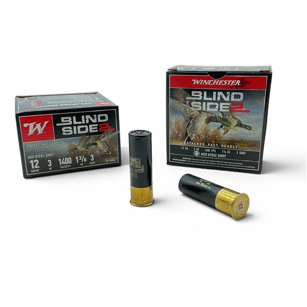 Winchester Blind Side 2 12 Gauge 3" #3 Shot Ammunition, 50 Rounds