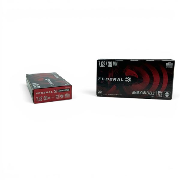 Federal American Eagle 7.62 X 39mm 124 Grain FMJ Ammunition, 40 Rounds