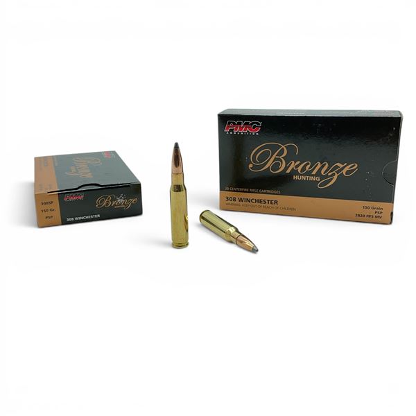 PMC Bronze 308 Winchester 150 Grain PSP Ammunition, 40 Rounds