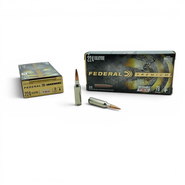Federal Premium 224 Valkyrie 78 Grain Barnes TSX Ammunition, 40 Rounds
