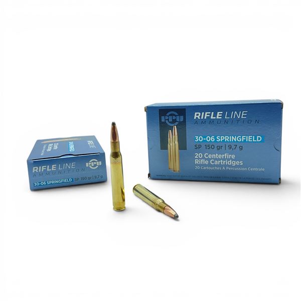 PPU Rifleline 30-06 Springfield 150 Grain SP Ammunition, 40 Rounds