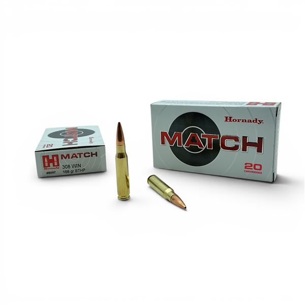 Hornady Match 308 Win 168 Grain BTHP Ammunition, 40 Rounds