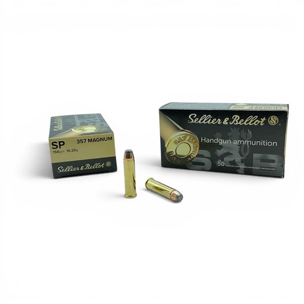 Sellier & Bellot 357 Magnum 158 Grain SP Ammunition, 100 Rounds