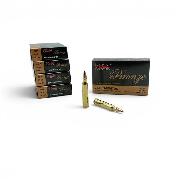 PMC Bronze 223 Remington 55 Grain FMJ-BT Ammunition, 100 Rounds