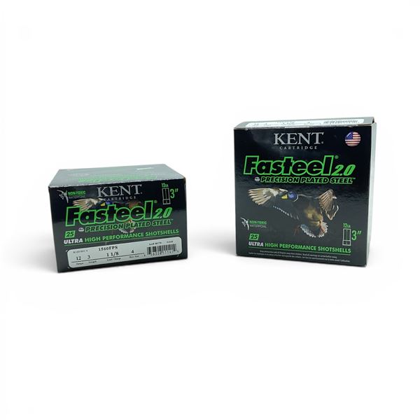 Kent Fasteel 2.0 12 Gauge 3" #4 Shot Ammunition, 50 Rounds