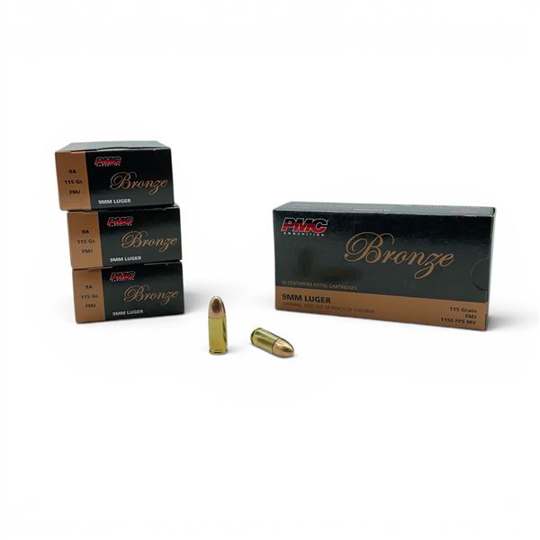 PMC Bronze 9mm Luger 115 Grain FMJ Ammunition, 200 Rounds