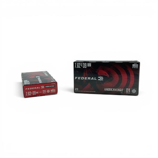 Federal American Eagle 7.62 X 39mm 124 Grain FMJ Ammunition, 40 Rounds