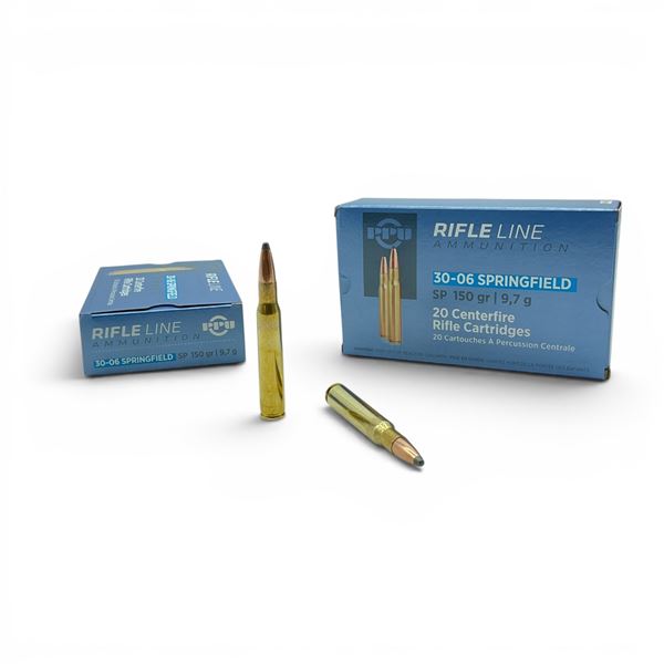 PPU Rifleline 30-06 Springfield 150 Grain SP Ammunition, 40 Rounds