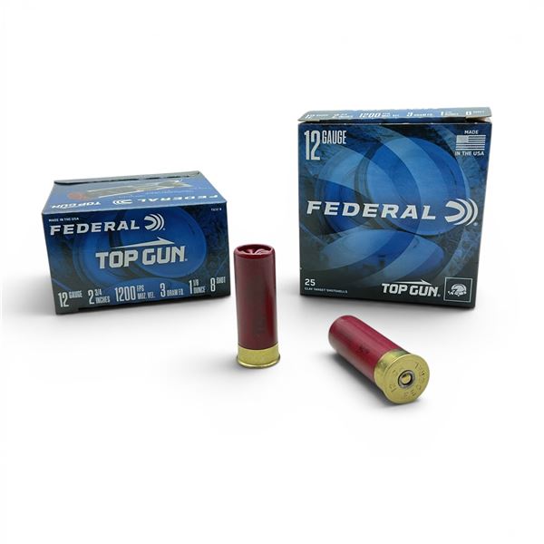 Federal Top Gun 12 Gauge 2 3/4" #8 Shot Ammunition, 50 Rounds