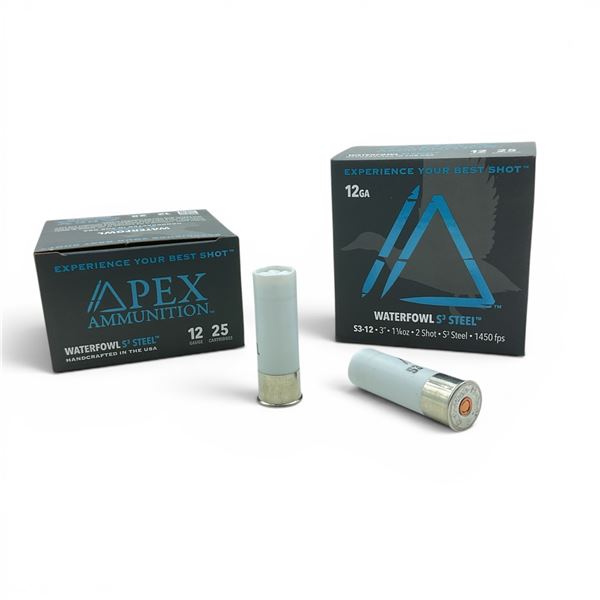 Apex Waterfowl S3 12 Gauge 3" #2 Steel Shot Ammunition, 50 Rounds