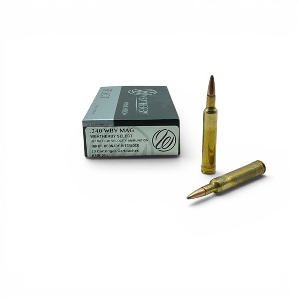 Weatherby Select 240 WBY Mag 100 Grain Hornady Interlock Ammunition, 20 Rounds