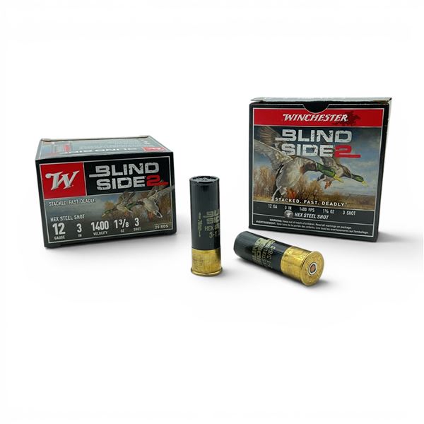 Winchester Blind Side 2 12 Gauge 3" #3 Shot Ammunition, 50 Rounds