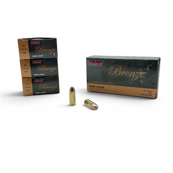 PMC Bronze 9mm Luger 124 Grain FMJ Ammunition, 200 Rounds