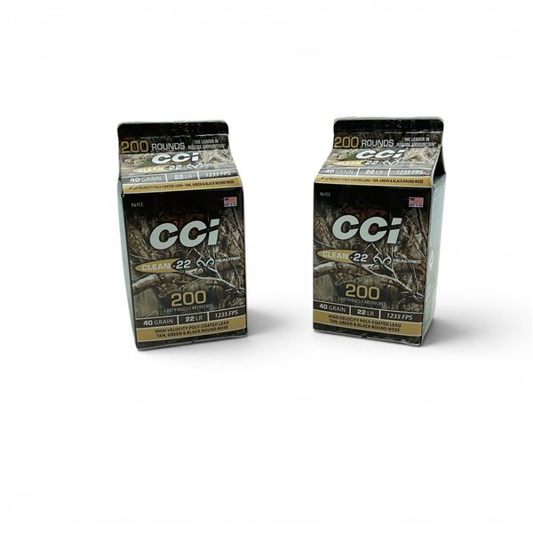 CCI Clean 22 LR 40 Grain High Velocity Poly-Coated LRN Ammunition, 400 Rounds
