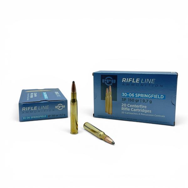 PPU Rifleline 30-06 Springfield 150 Grain SP Ammunition, 40 Rounds