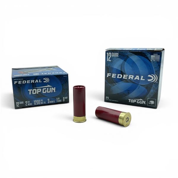Federal Top Gun 12 Gauge 2 3/4" #8 Shot Ammunition, 50 Rounds