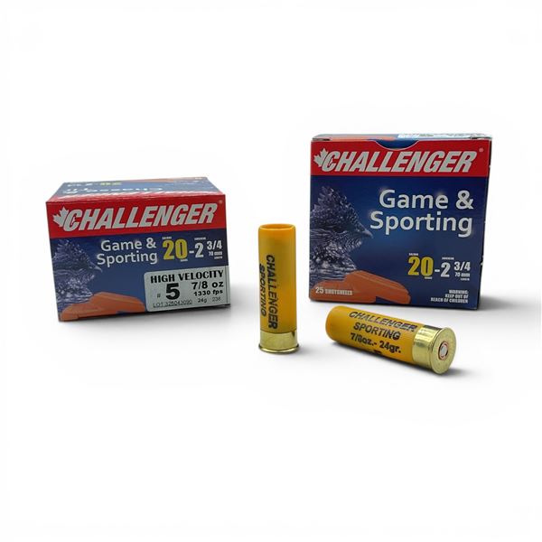 Challenger Game & Sporting 20 Gauge 2 3/4" #5 Shot Ammunition, 50 Rounds