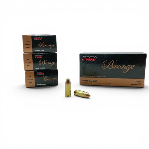 PMC Bronze 9mm Luger 115 Grain FMJ Ammunition, 200 Rounds