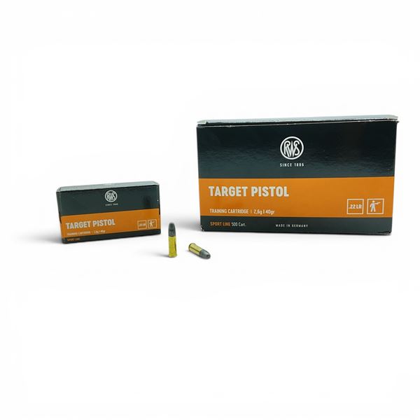 RWS Target Pistol 22 LR 40 Grain LRN Ammunition, 500 Rounds
