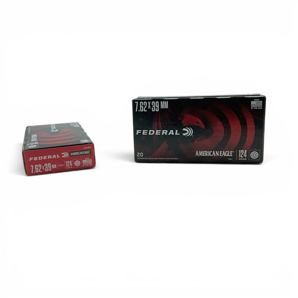 Federal American Eagle 7.62 X 39mm 124 Grain FMJ Ammunition, 40 Rounds